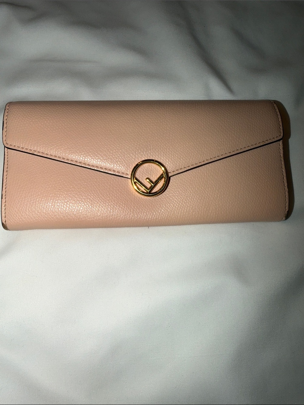 Fendi F is Fendi Continental Wallet Blush Pink Leather Gold Logo 8M0251